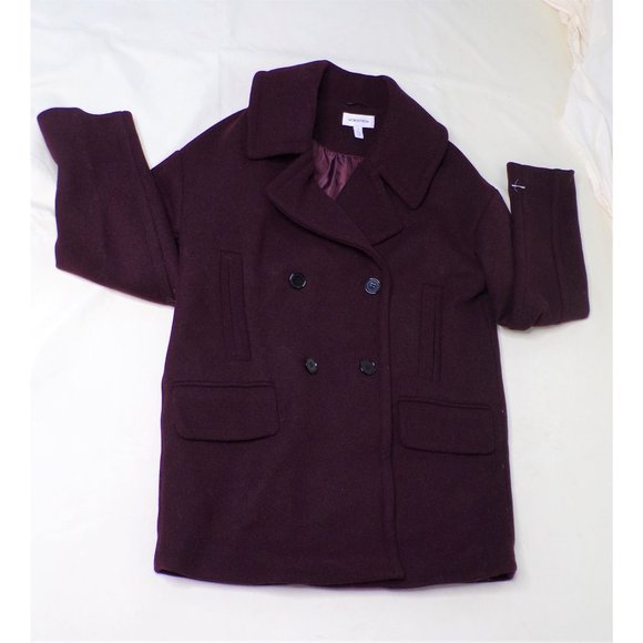 🆕NORDSTROM Double Breasted Elongated Peacoat Burgundy Small - Picture 13 of 13